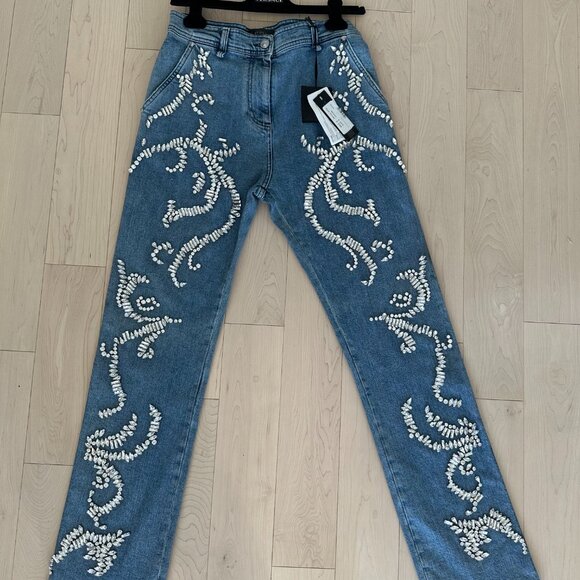 Versace Embellished Straight-Leg Jeans - Picture 3 of 12